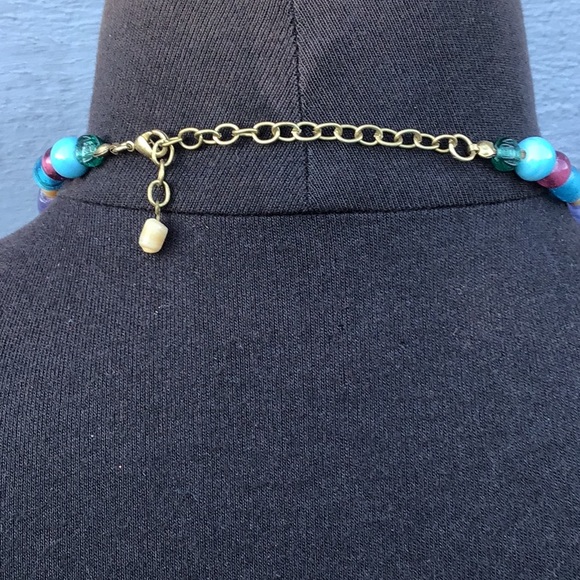 Mandee Multi Strand Twist Blue/Green Bead Necklace - Picture 4 of 7